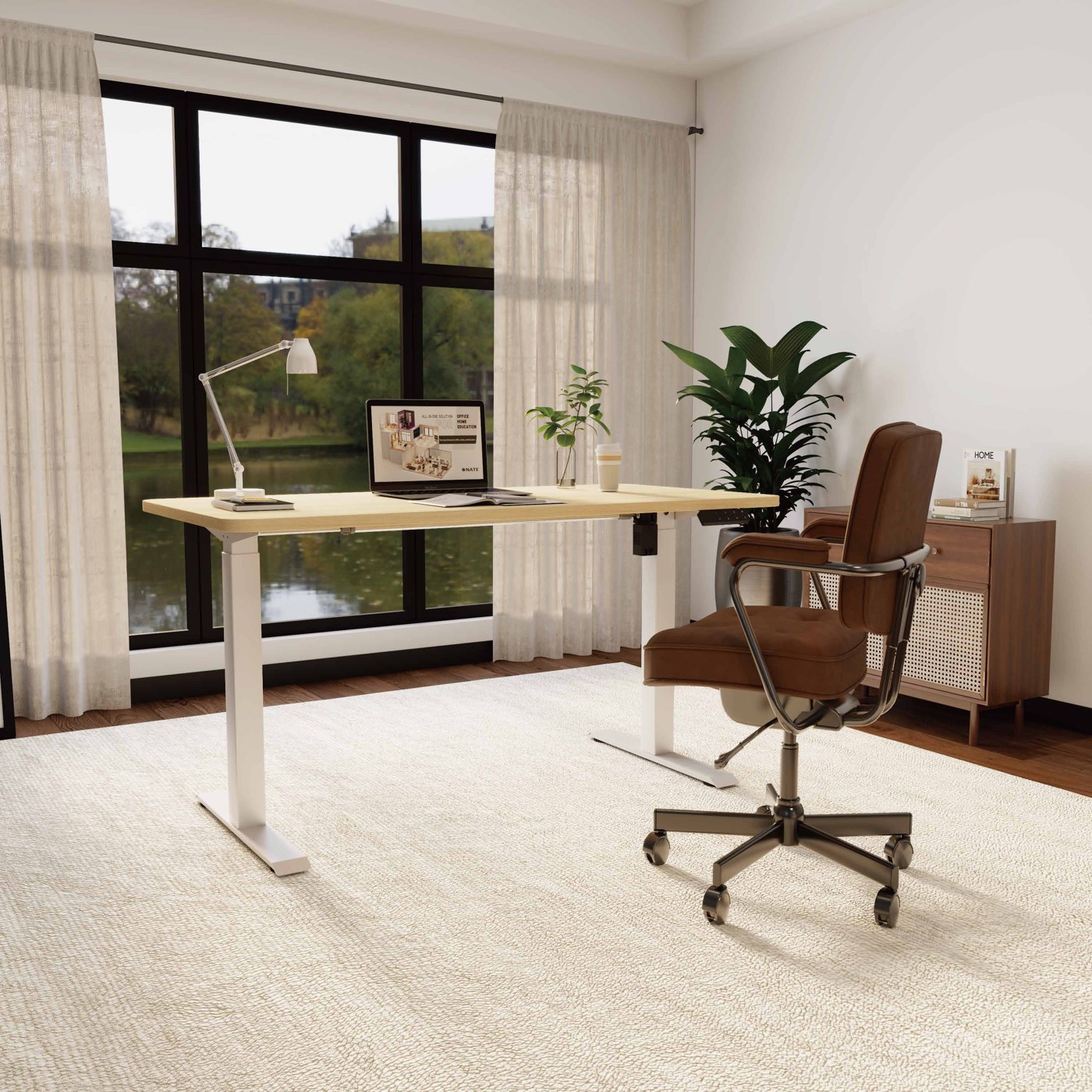 NATE desk in a light-filled home office