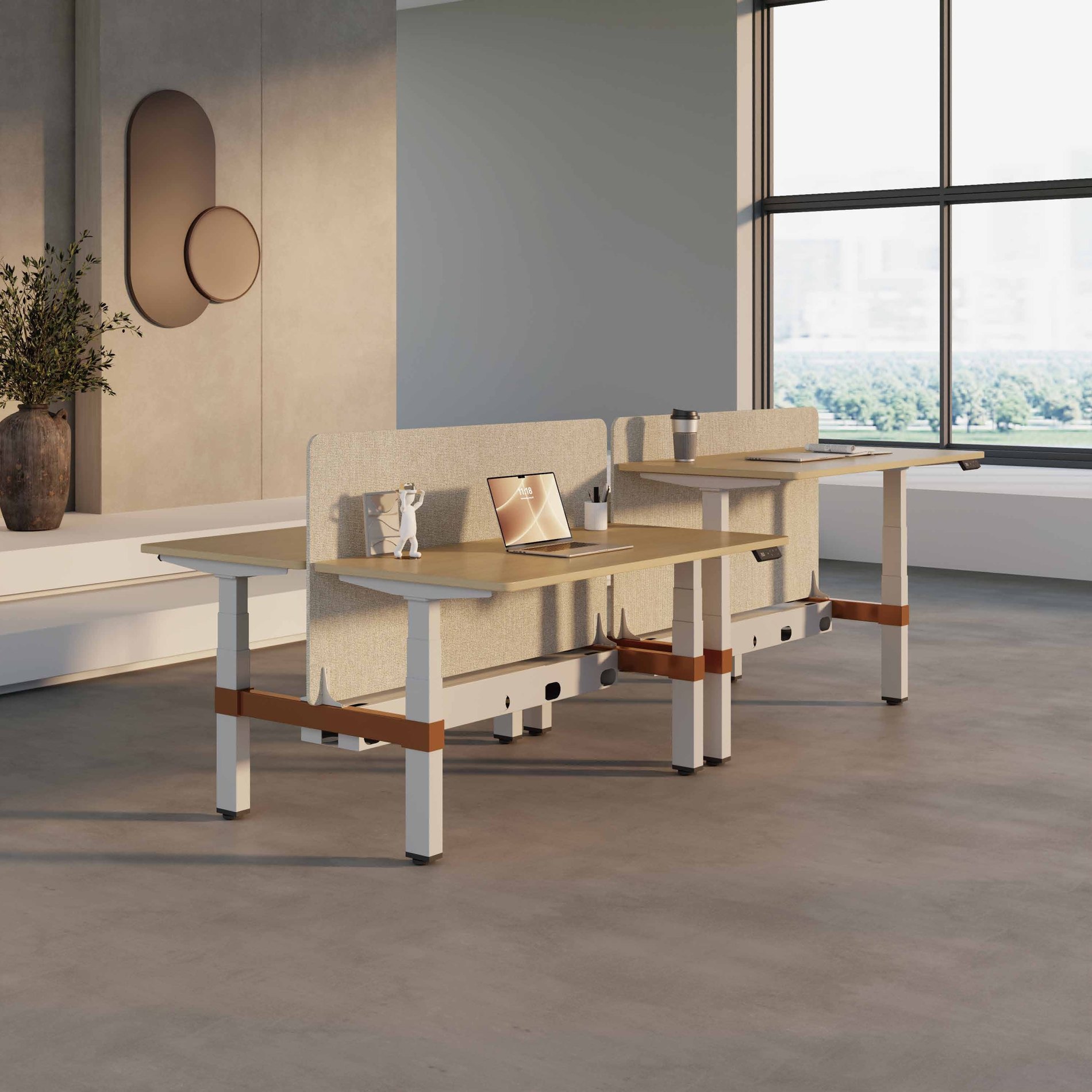 NATE shared office with modular height-adjustable workstations